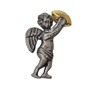 Vintage CAMCO Angel Lapel Pin Cherub Holding Gold Football USA Made